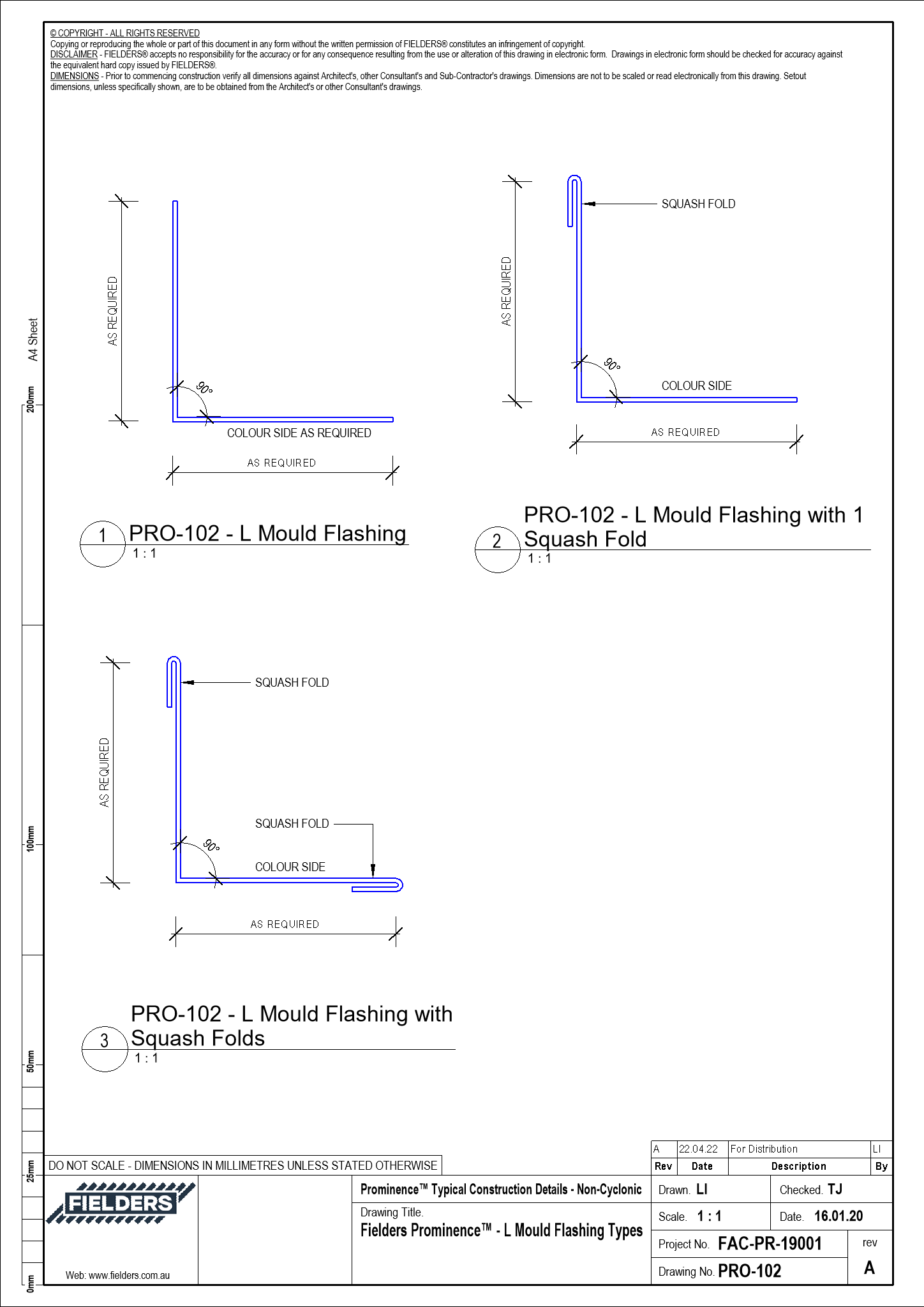 PRO102 Fielders Prominence™ L Mould Flashing Types